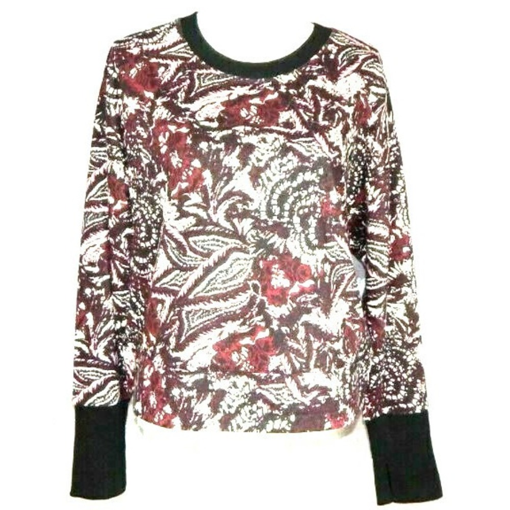 Joie Women Red White Graphic Floral Cotton Sweatshirt Sweater 124891 Sz S